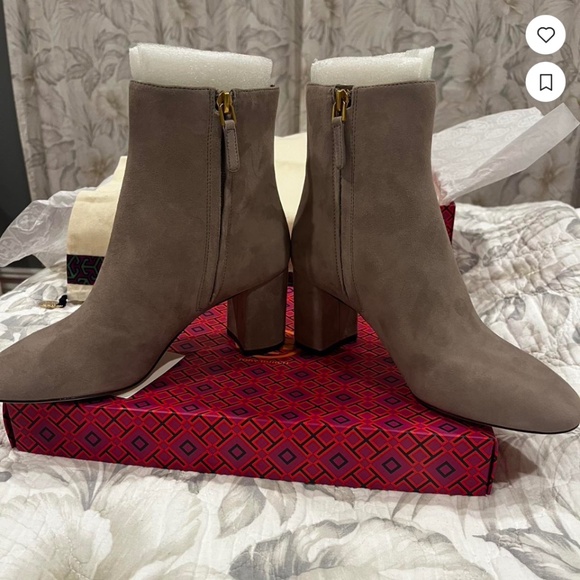 Tory Burch BRAND NEW Brooke 70mm ankle booties in grey suede - Picture 1 of 8